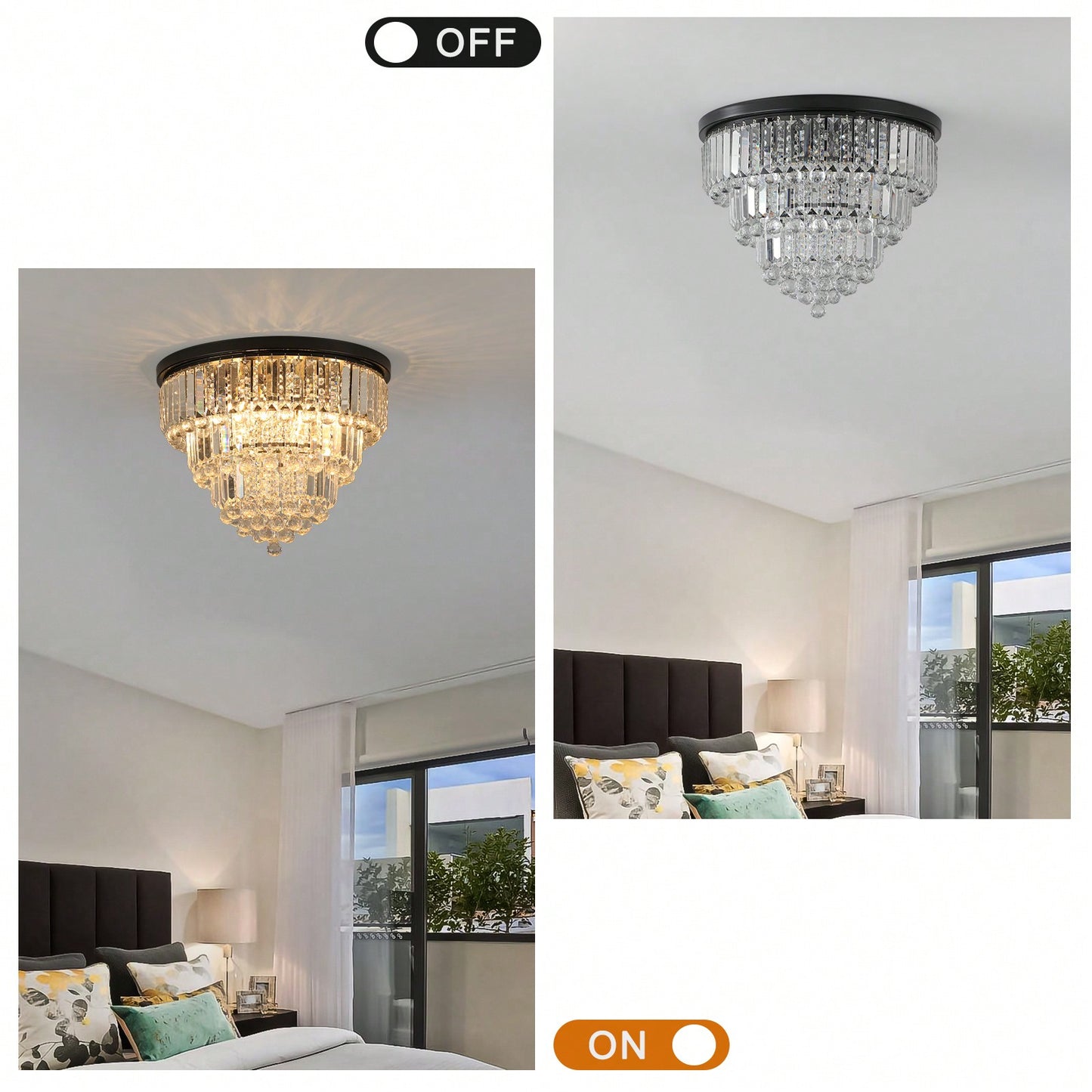 Luxury Modern Crystal Chandelier for Living Room Bedroom Elegant K9 Crystal Metal Frame 14.2x19.7 Bulbs Not Included Home Decor Gift
