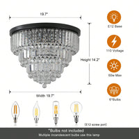 Luxury Modern Crystal Chandelier for Living Room Bedroom Elegant K9 Crystal Metal Frame 14.2x19.7 Bulbs Not Included Home Decor Gift