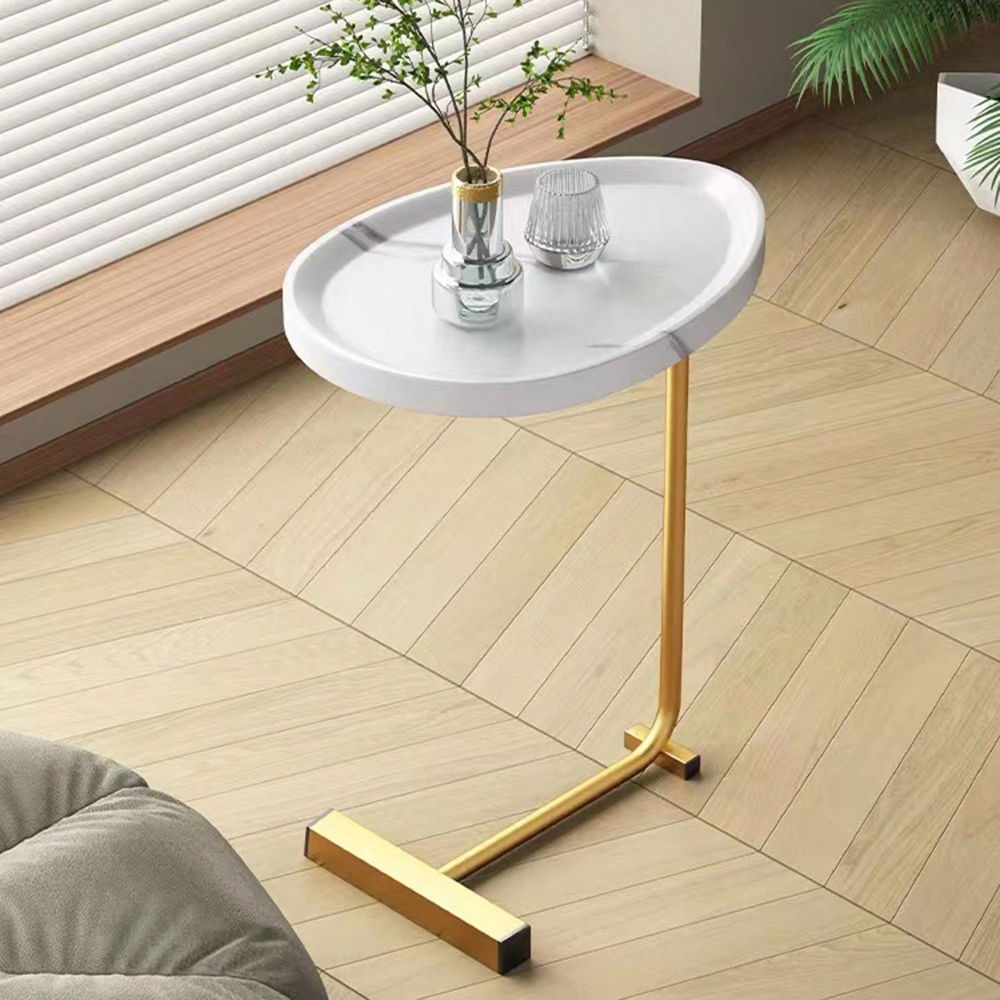 Compact C-Shaped End Table with Magazine Holder for Living Room and Bedroom Stylish Functional Furniture for Small Spaces