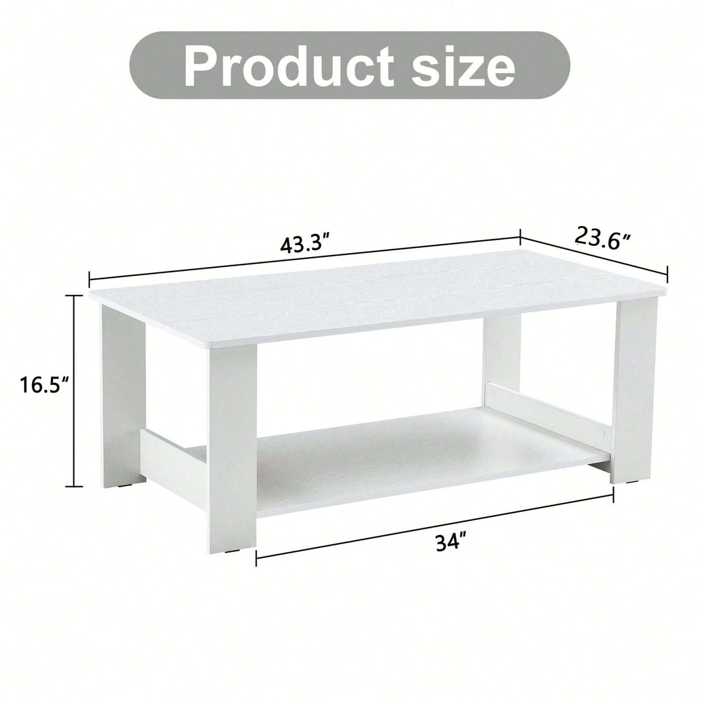 Elegant Double Layer White MDF Coffee Table for Living Room Bedroom Study Easy Assembly Stylish Home Decor