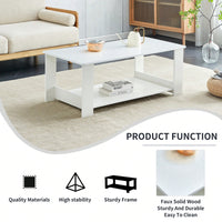 Elegant Double Layer White MDF Coffee Table for Living Room Bedroom Study Easy Assembly Stylish Home Decor