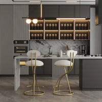 Stylish Velvet Round Bar Stools Set of 2 with Back for Dining Room Kitchen Island Comfortable Seating Durable Metal Frame Easy Assembly