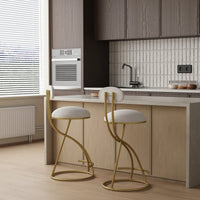 Stylish Velvet Round Bar Stools Set of 2 with Back for Dining Room Kitchen Island Comfortable Seating Durable Metal Frame Easy Assembly