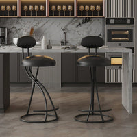 Stylish Velvet Round Bar Stools Set of 2 with Back for Dining Room Kitchen Island Comfortable Seating Durable Metal Frame Easy Assembly
