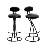 Stylish Velvet Round Bar Stools Set of 2 with Back for Dining Room Kitchen Island Comfortable Seating Durable Metal Frame Easy Assembly