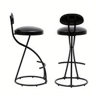 Stylish Velvet Round Bar Stools Set of 2 with Back for Dining Room Kitchen Island Comfortable Seating Durable Metal Frame Easy Assembly