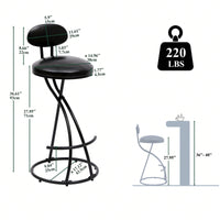 Stylish Velvet Round Bar Stools Set of 2 with Back for Dining Room Kitchen Island Comfortable Seating Durable Metal Frame Easy Assembly
