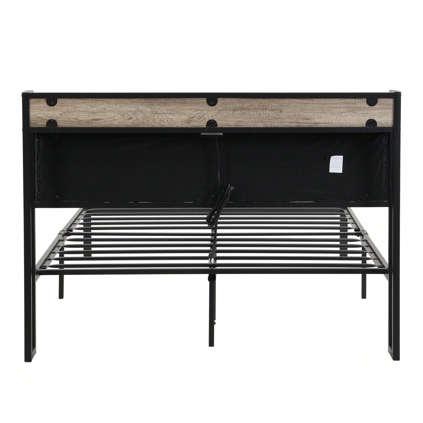 Modern Queen Size Metal Platform Bed Frame with Upholstered Storage Headboard and Footboard No Box Spring Required Durable Steel Structure