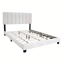 Modern Queen Size Upholstered Bed Frame with Adjustable Chenille Headboard Sturdy Wood No Box Spring Needed