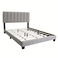Modern Queen Size Upholstered Bed Frame with Adjustable Chenille Headboard Sturdy Wood No Box Spring Needed