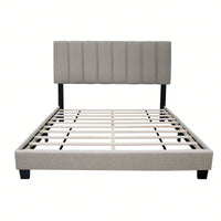 Modern Queen Size Upholstered Bed Frame with Adjustable Chenille Headboard Sturdy Wood No Box Spring Needed