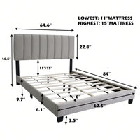 Modern Queen Size Upholstered Bed Frame with Adjustable Chenille Headboard Sturdy Wood No Box Spring Needed
