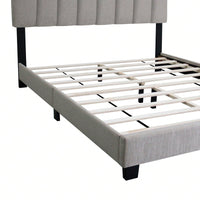 Modern Queen Size Upholstered Bed Frame with Adjustable Chenille Headboard Sturdy Wood No Box Spring Needed