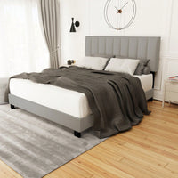 Modern Queen Size Upholstered Bed Frame with Adjustable Chenille Headboard Sturdy Wood No Box Spring Needed