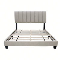 Modern Queen Size Upholstered Bed Frame with Adjustable Chenille Headboard Sturdy Wood No Box Spring Needed