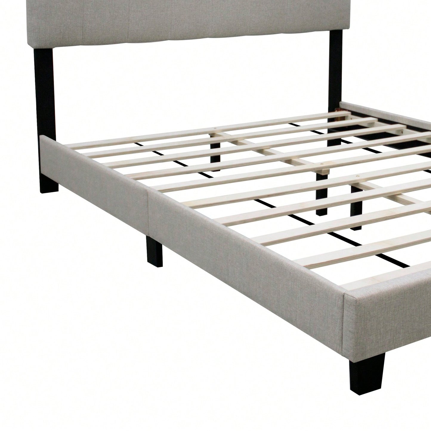 Modern Queen Size Upholstered Bed Frame with Adjustable Chenille Headboard Sturdy Wood No Box Spring Needed