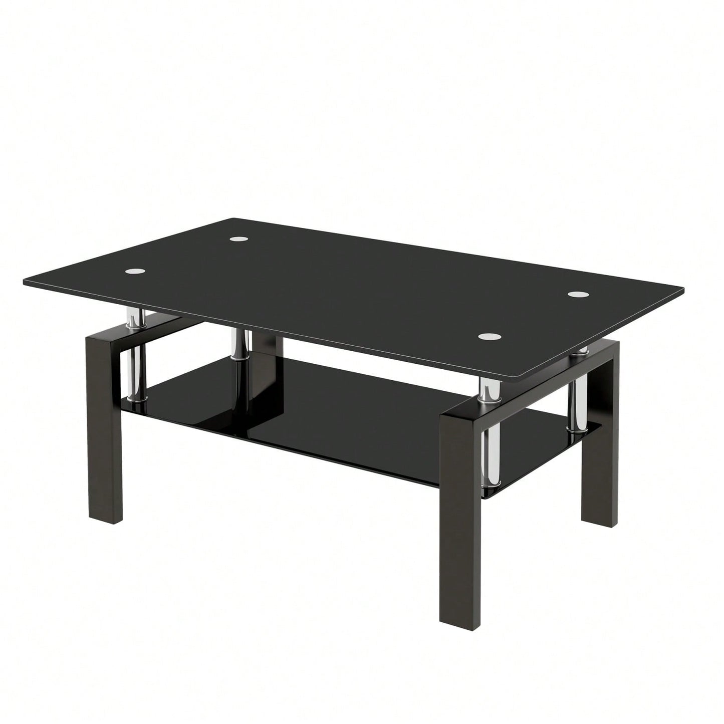 Stylish 2-Tier Tempered Glass Coffee Table for Living Room Office Bedroom Lightweight Durable Easy Assembly 39.37x23.62x17.72