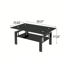 Stylish 2-Tier Tempered Glass Coffee Table for Living Room Office Bedroom Lightweight Durable Easy Assembly 39.37x23.62x17.72