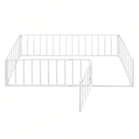 Twin Size Metal Floor Bed Frame with Fence and Door Sturdy Durable Fun Design Easy Assembly Ideal for Play Space