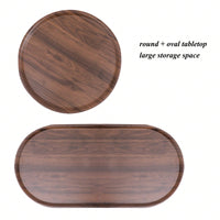 Modern Oval Coffee Table with Storage Tray 2 Tier Wooden Side Table for Living Room Child-Safe Design