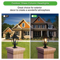 Retro Outdoor Glass Column Headlights Weather Resistant Aluminum Design Ideal for Entryways Porches Gardens and More 1 Pack