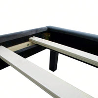 Charcoal Gray Velvet Tufted Wingback Queen Bed Frame with Strong Wooden Slats Easy Assembly No Box Spring Needed