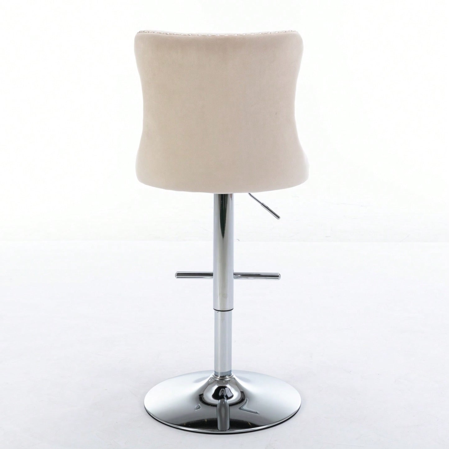 Set of 2 Adjustable Velvet Bar Stools with Backrest Chrome Base Comfortable Tufted Design for Kitchen Island and Home Pub