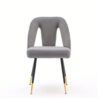 Gray Velvet Dining Chairs Set of 2 with Nailhead Trim and Gold Tipped Legs for Modern Home Decor