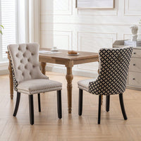 Elegant Velvet Dining Chairs Set of 2 with Solid Wood Legs and Nailhead Trim High Backrest Comfortable Cushion Modern Home Décor