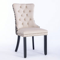 Elegant Velvet Dining Chairs Set of 2 with Solid Wood Legs and Nailhead Trim High Backrest Comfortable Cushion Modern Home Décor