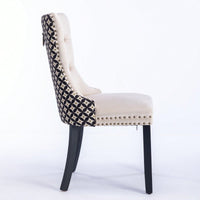 Elegant Velvet Dining Chairs Set of 2 with Solid Wood Legs and Nailhead Trim High Backrest Comfortable Cushion Modern Home Décor