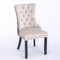 Elegant Velvet Dining Chairs Set of 2 with Solid Wood Legs and Nailhead Trim High Backrest Comfortable Cushion Modern Home Décor
