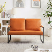 Modern Leather Accent Armchair with Thick Padded Backrest and Seat Cushion Sturdy Metal Frame for Office Living Room or Lounge