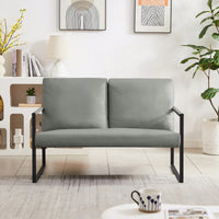 Modern Leather Accent Armchair with Thick Padded Backrest and Seat Cushion Sturdy Metal Frame for Office Living Room or Lounge