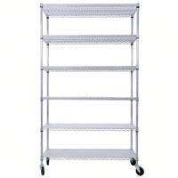 Heavy Duty 6-Tier Metal Wire Shelving Unit on Wheels Adjustable Storage Rack 6000lbs Capacity 82H x 48L x 18D Black