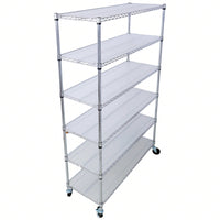 Heavy Duty 6-Tier Metal Wire Shelving Unit on Wheels Adjustable Storage Rack 6000lbs Capacity 82H x 48L x 18D Black