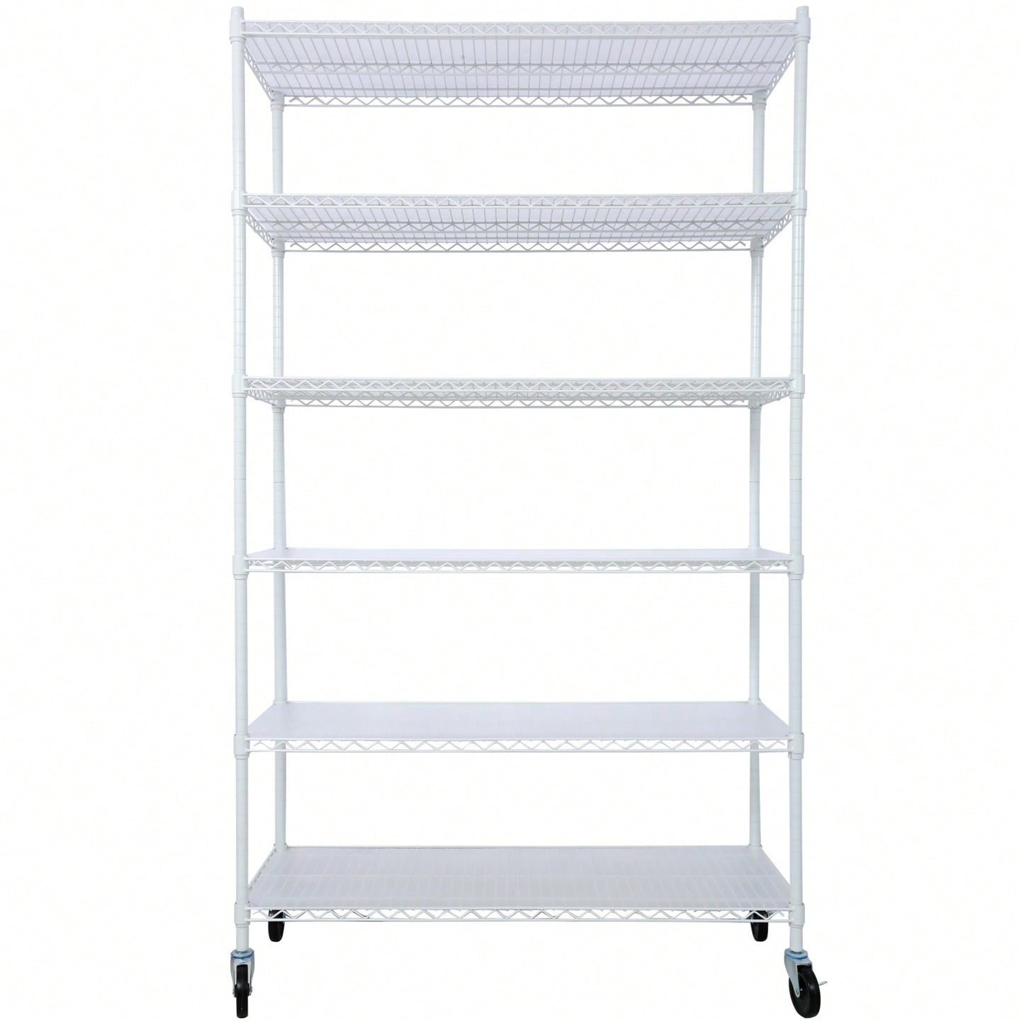 Heavy Duty 6-Tier Metal Wire Shelving Unit on Wheels Adjustable Storage Rack 6000lbs Capacity 82H x 48L x 18D Black