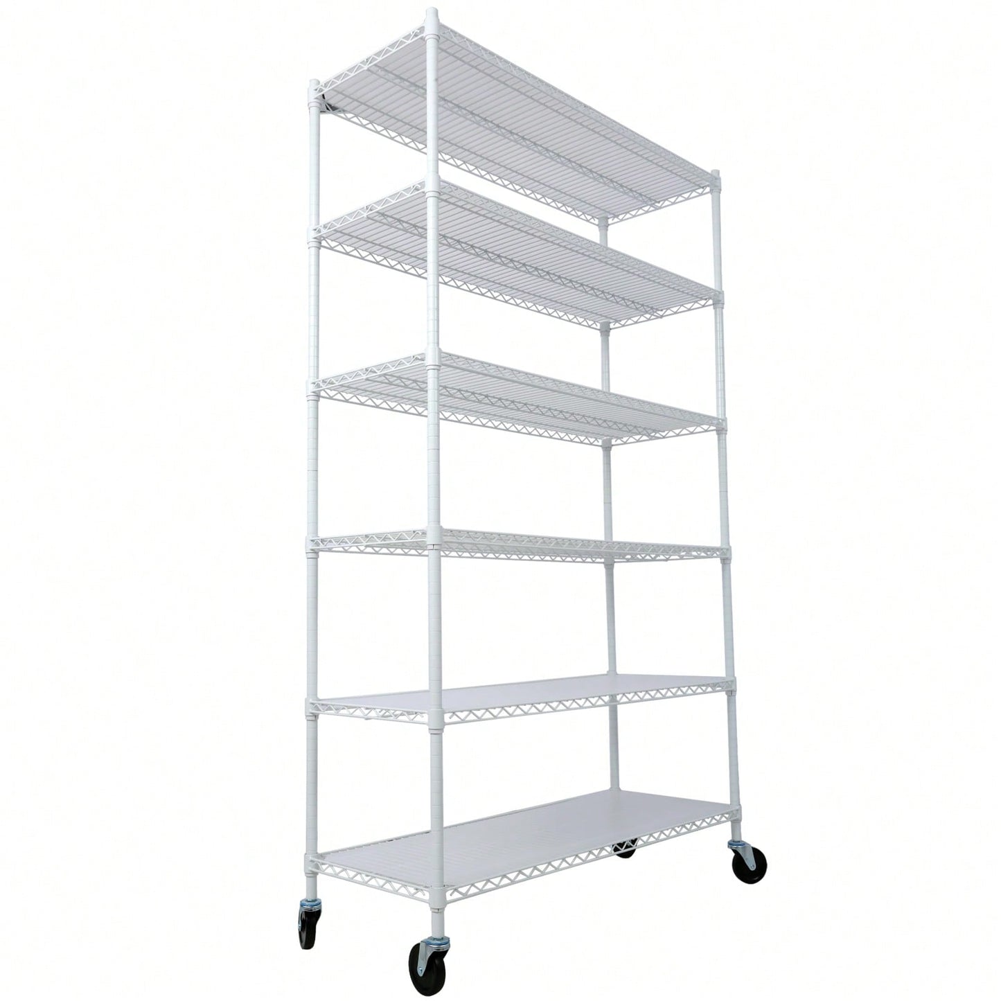 Heavy Duty 6-Tier Metal Wire Shelving Unit on Wheels Adjustable Storage Rack 6000lbs Capacity 82H x 48L x 18D Black