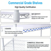 Heavy Duty 6-Tier Metal Wire Shelving Unit on Wheels Adjustable Storage Rack 6000lbs Capacity 82H x 48L x 18D Black