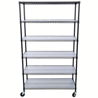 Heavy Duty 6-Tier Metal Wire Shelving Unit on Wheels Adjustable Storage Rack 6000lbs Capacity 82H x 48L x 18D Black