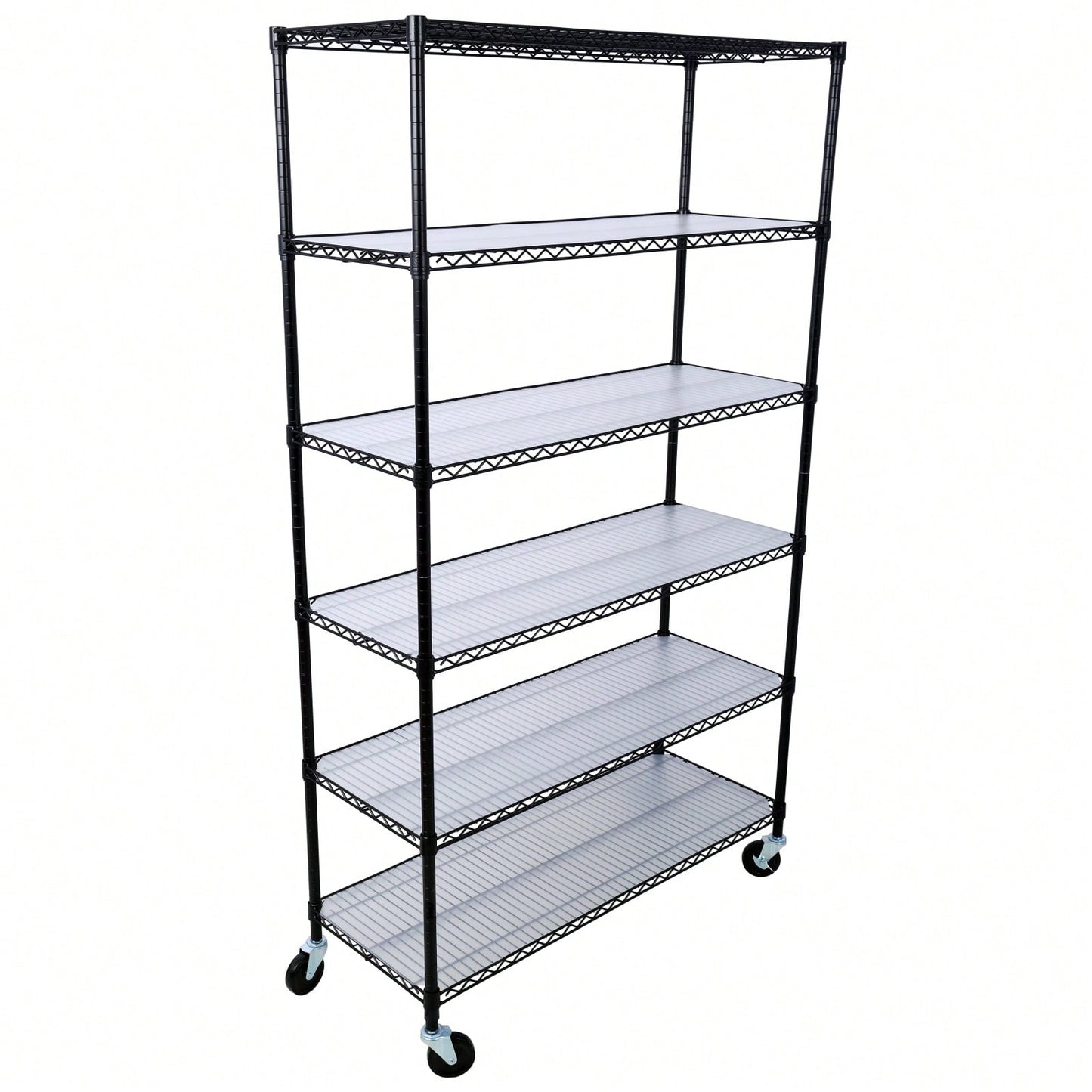 Heavy Duty 6-Tier Metal Wire Shelving Unit on Wheels Adjustable Storage Rack 6000lbs Capacity 82H x 48L x 18D Black