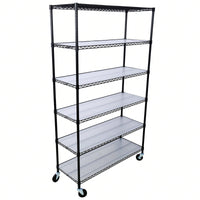 Heavy Duty 6-Tier Metal Wire Shelving Unit on Wheels Adjustable Storage Rack 6000lbs Capacity 82H x 48L x 18D Black