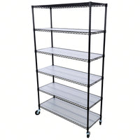 Heavy Duty 6-Tier Metal Wire Shelving Unit on Wheels Adjustable Storage Rack 6000lbs Capacity 82H x 48L x 18D Black