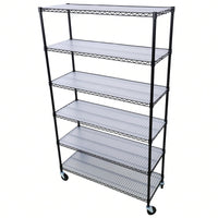 Heavy Duty 6-Tier Metal Wire Shelving Unit on Wheels Adjustable Storage Rack 6000lbs Capacity 82H x 48L x 18D Black