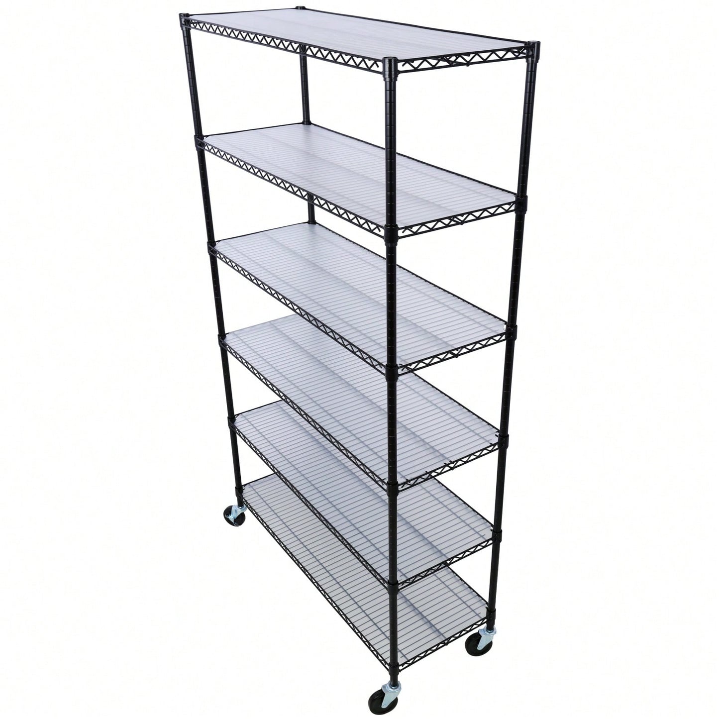 Heavy Duty 6-Tier Metal Wire Shelving Unit on Wheels Adjustable Storage Rack 6000lbs Capacity 82H x 48L x 18D Black