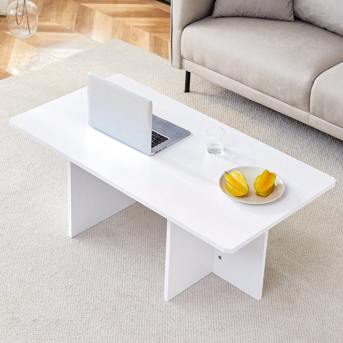 Modern Coffee Table, Industrial Style, Easy To Clean, Easy To Assemble, Suitable For Living Room, Bedroom, And Study