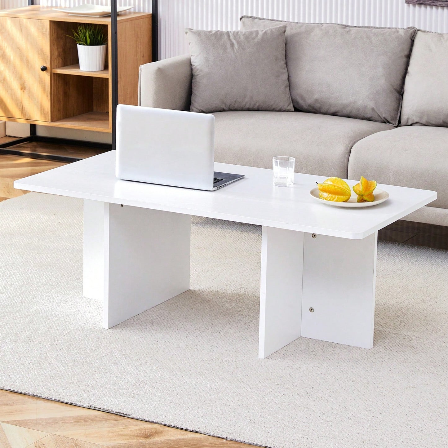 Modern Coffee Table, Industrial Style, Easy To Clean, Easy To Assemble, Suitable For Living Room, Bedroom, And Study