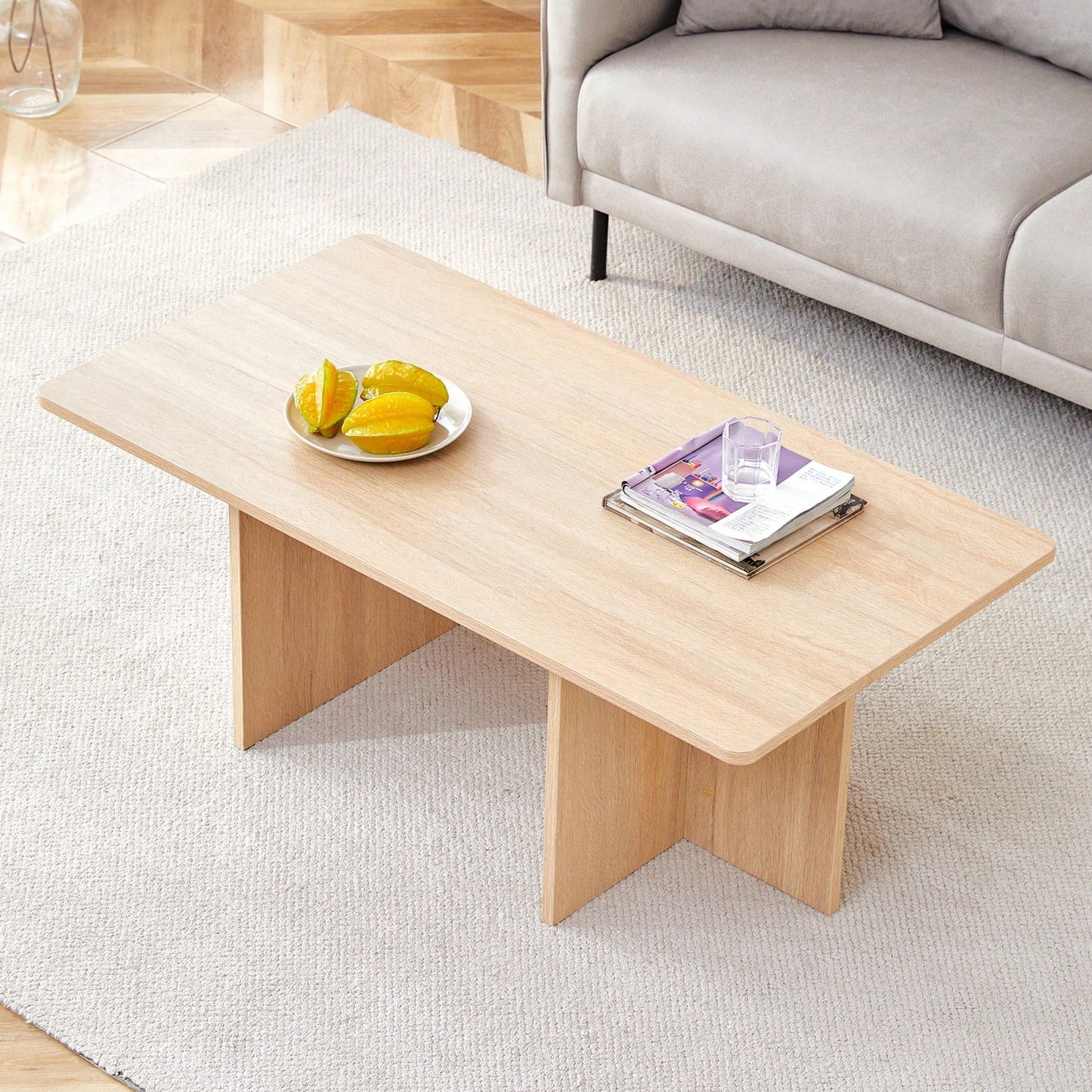 Modern Coffee Table, Industrial Style, Easy To Clean, Easy To Assemble, Suitable For Living Room, Bedroom, And Study