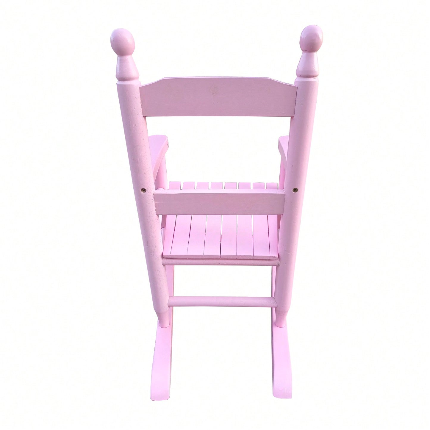 Light Pink Rocking Chair for Kids - Durable Hardwood Design for Indoor and Outdoor Use - Comfortable Slatted Backrest