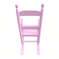 Light Pink Rocking Chair for Kids - Durable Hardwood Design for Indoor and Outdoor Use - Comfortable Slatted Backrest